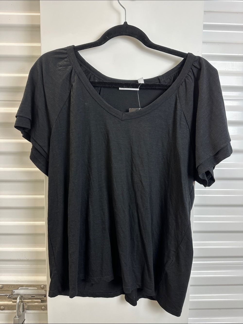 Rafaella Black V-Neck Short Sleeve Top